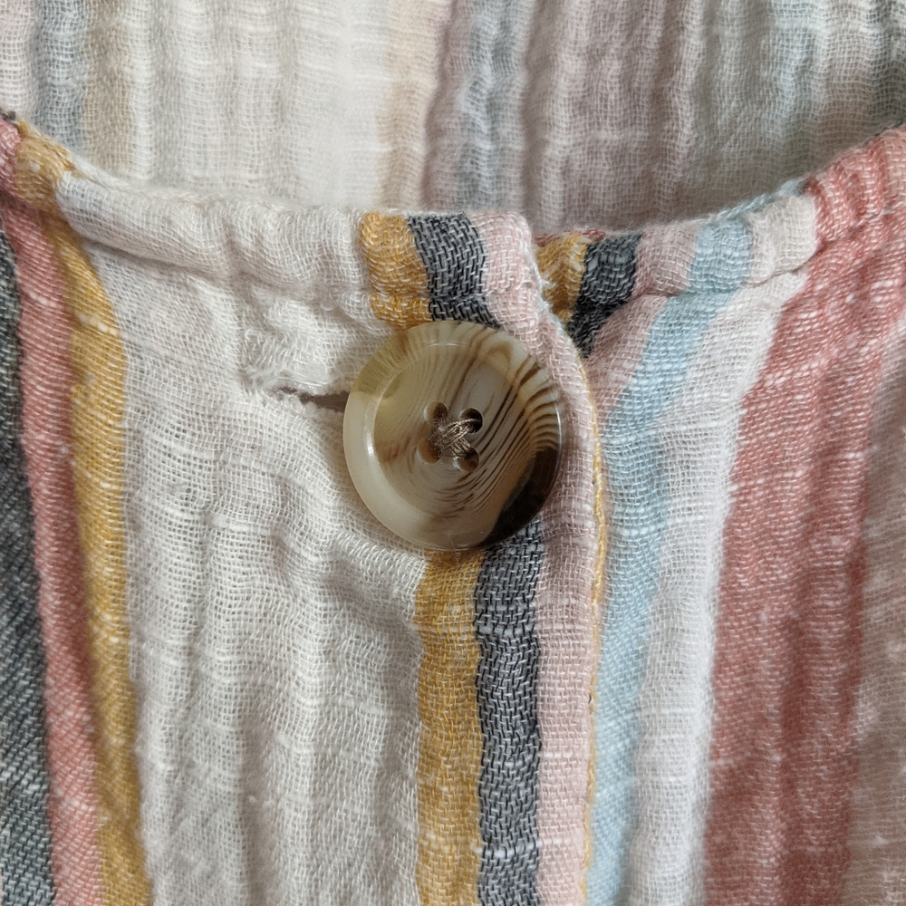 (AEO) Cotton Linen Boho Striped Cropped Top Med - Picture 7 of 8